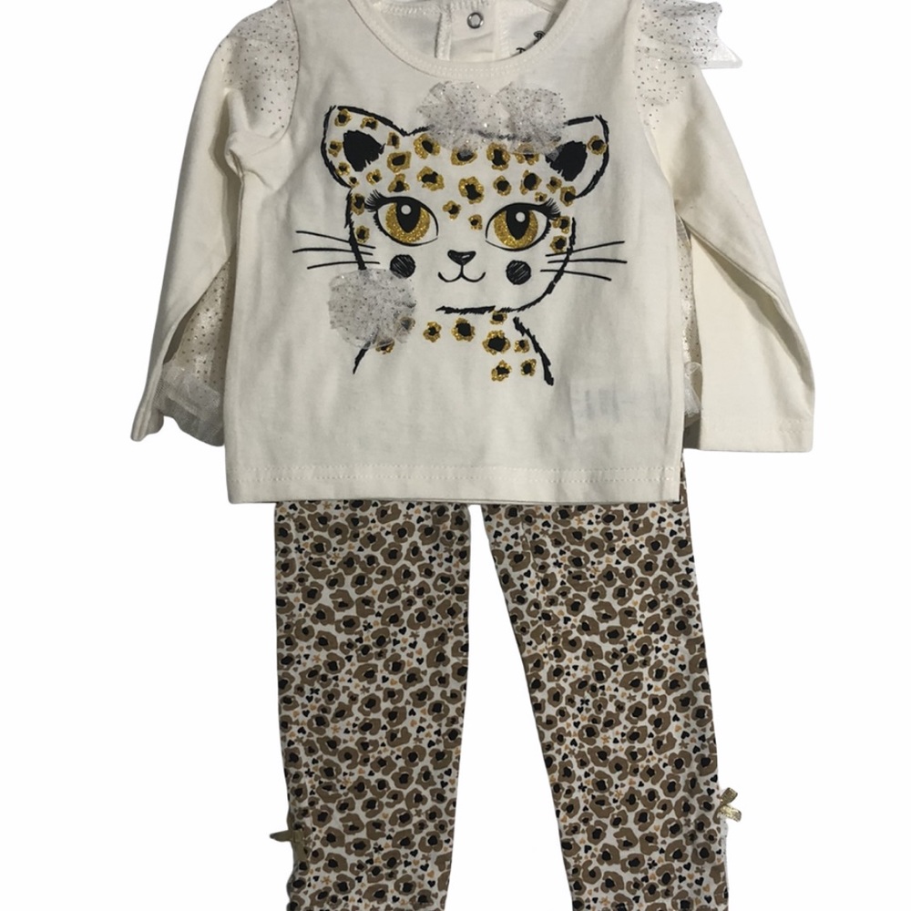 Glam sparkling leopard top ruffle skirt pants